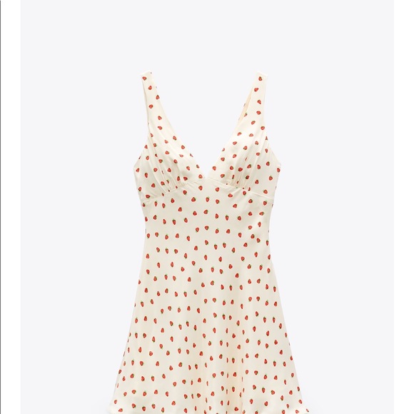 🔴SOLD ZARA STRAWBERRY SATIN PRINT DRESS - Picture 3 of 10